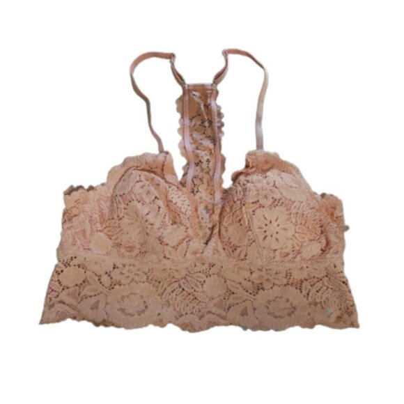 Aerie LIKE NEW peach/coral lace racerback bralette size S - Picture 1 of 4